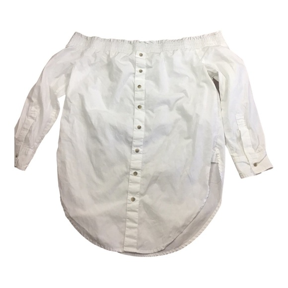 Anthropologie White Off-Shoulder Tunic Relaxed Fit - Picture 8 of 10